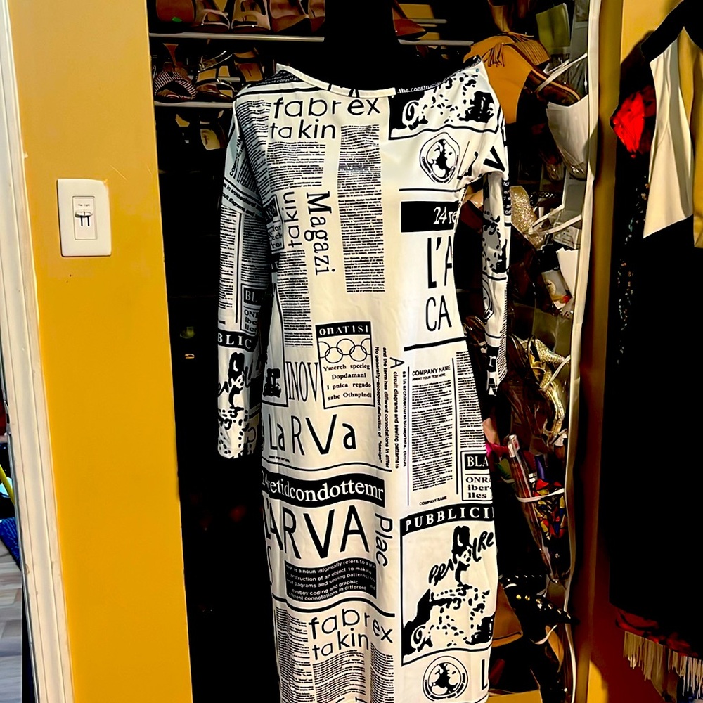 White and black printed dress